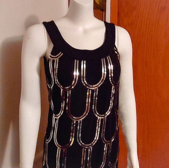 Black With Silver Sequin Flapperesque Dress - Picture 4 of 8